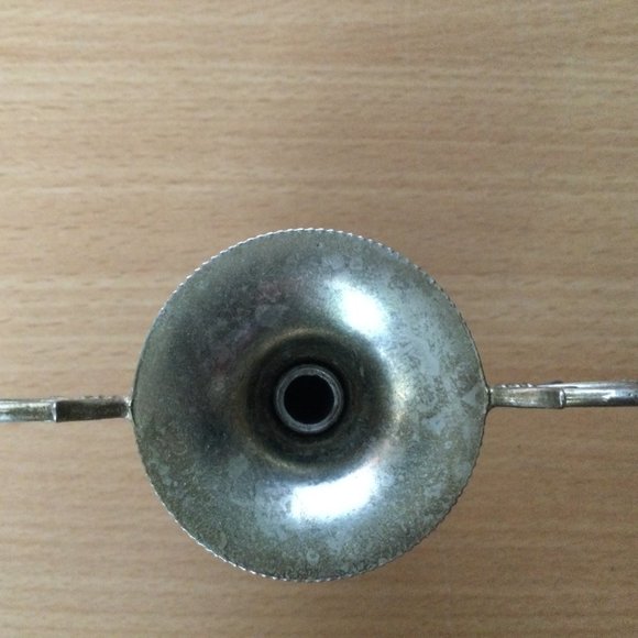 Vintage mini small decorative bud vase handled stone metal onyx 3.25" - Picture 3 of 5